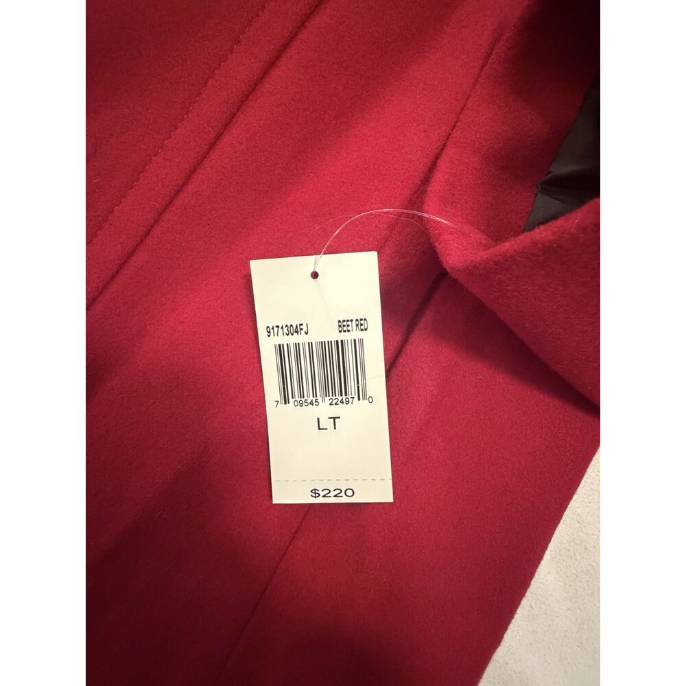 AVANTI Beet Red Hooded Zipper Mid-Length Coat Pockets Long Sleeve Tall LT NWT - Picture 4 of 12